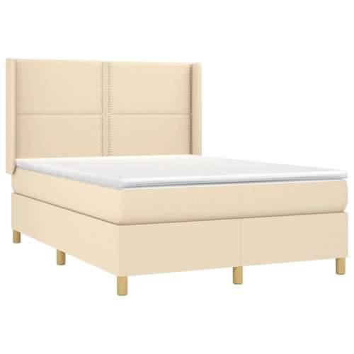 Krevet s oprugama i madracem krem 140 x 190 cm od tkanine - Krema 140 x 190 cm Obično s čavlima Cijena