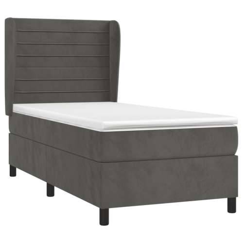Box spring krevet s madracem tamnosivi 80 x 200 cm baršunasti - Tamno siva 80 x 200 cm vodoravne pruge Cijena