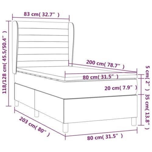 Box spring krevet s madracem tamnosivi 80 x 200 cm baršunasti - Tamno siva 80 x 200 cm vodoravne pruge Cijena