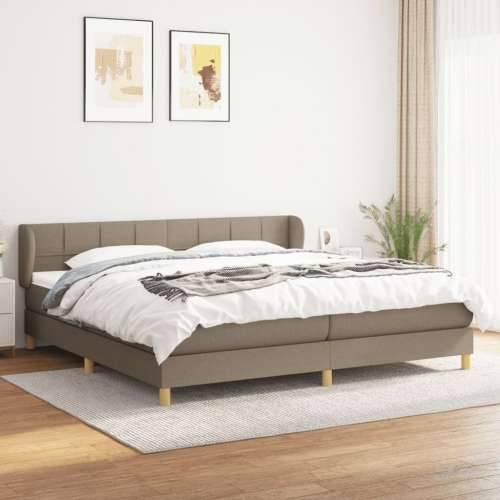 Krevet s oprugama i madracem smeđesivi 200x200 cm od tkanine - Sivo-smeđa 200 x 200 cm Blok s kvadratima Cijena