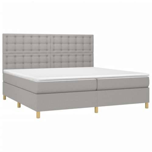 Krevet s oprugama i madracem svjetlosivi 200 x 200cm od tkanine - Svjetlosiva 200 x 200 cm gumbi Cijena