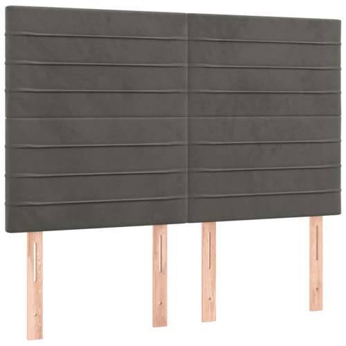 Krevet s oprugama i madracem tamnosivi 140x200 cm baršunasti - Tamno siva 140 x 200 cm vodoravne pruge Cijena