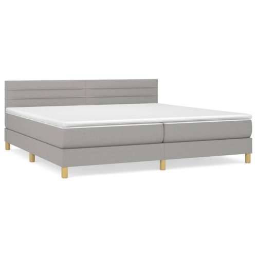 Krevet s oprugama i madracem svjetlosivi 200 x 200cm od tkanine - Svjetlosiva 200 x 200 cm vodoravne pruge Cijena