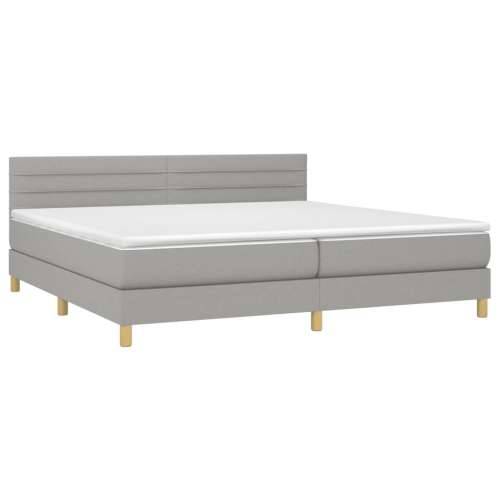 Krevet s oprugama i madracem svjetlosivi 200 x 200cm od tkanine - Svjetlosiva 200 x 200 cm vodoravne pruge Cijena
