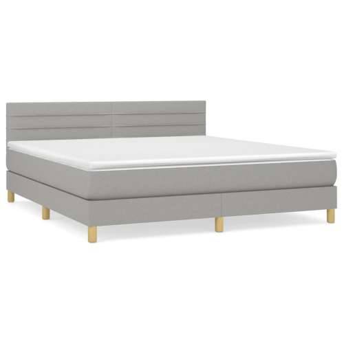Krevet box spring s madracem svjetlosiva 160x200 cm tkanina - Svjetlosiva 160 x 200 cm vodoravne pruge Cijena