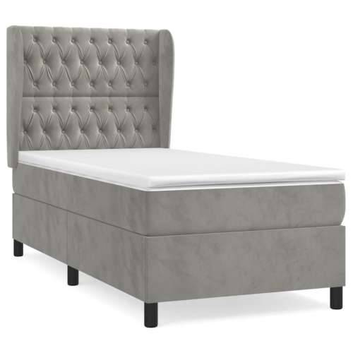 Box spring krevet s madracem svjetlosivi 80 x 200 cm baršunasti - Svjetlosiva 80 x 200 cm Dizajn s gumbima Cijena