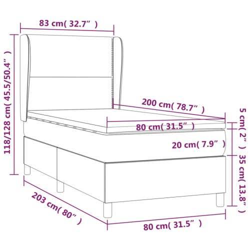 Krevet s oprugama i madracem tamnosmeđi 80x200 cm od tkanine - Tamno smeđa 80 x 200 cm Obično s čavlima Cijena