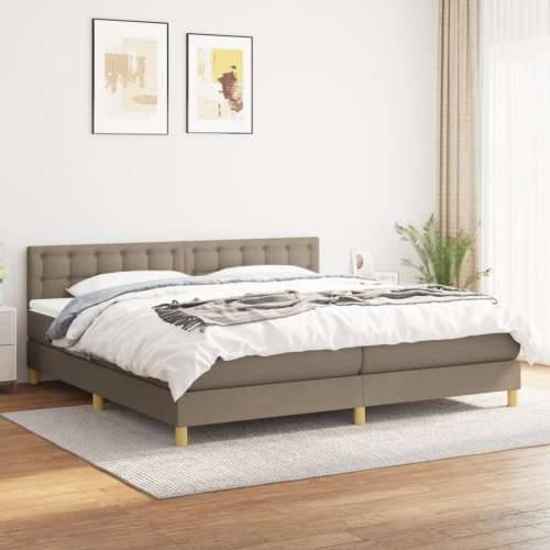 Krevet s oprugama i madracem smeđesivi 200x200 cm od tkanine - Sivo-smeđa 200 x 200 cm gumbi Cijena