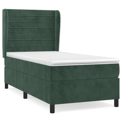 Box spring krevet s madracem tamnozeleni 80 x 200 cm baršunasti - Tamnozelena 80 x 200 cm vodoravne pruge Cijena