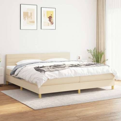 Krevet s oprugama i madracem krem 200 x 200 cm od tkanine - Krema 200 x 200 cm vodoravne pruge Cijena