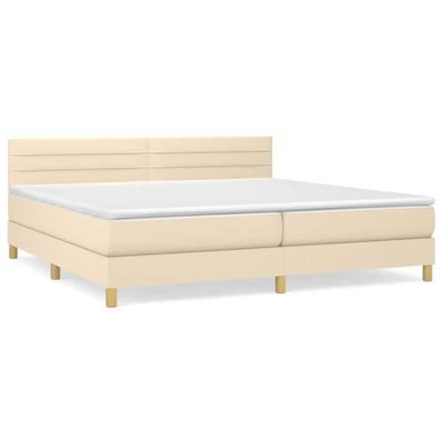 Krevet s oprugama i madracem krem 200 x 200 cm od tkanine - Krema 200 x 200 cm vodoravne pruge Cijena