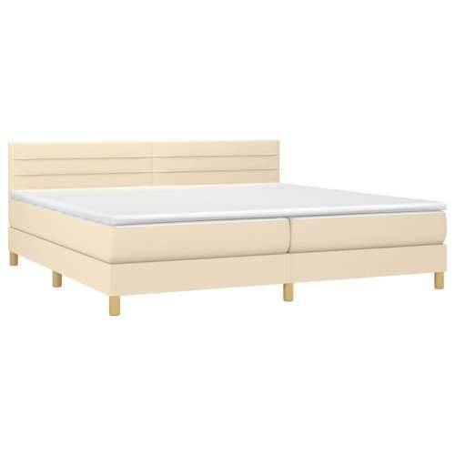 Krevet s oprugama i madracem krem 200 x 200 cm od tkanine - Krema 200 x 200 cm vodoravne pruge Cijena