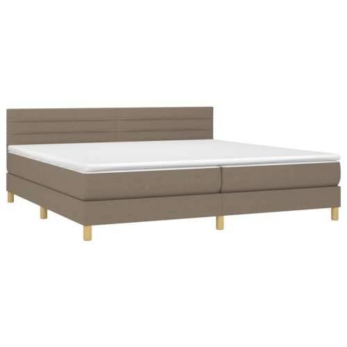 Krevet s oprugama i madracem smeđesivi 200x200 cm od tkanine - Sivo-smeđa 200 x 200 cm vodoravne pruge Cijena