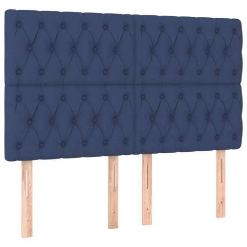 Krevet s oprugama i madracem plavi 140 x 190 cm od tkanine - Plava 140 x 190 cm Dizajn s gumbima Cijena