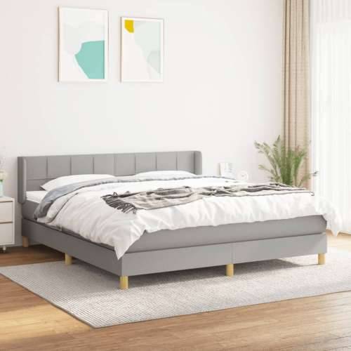 Krevet s oprugama i madracem svjetlosivi 180x200 cm od tkanine - Svjetlosiva 180 x 200 cm Blok s kvadratima Cijena