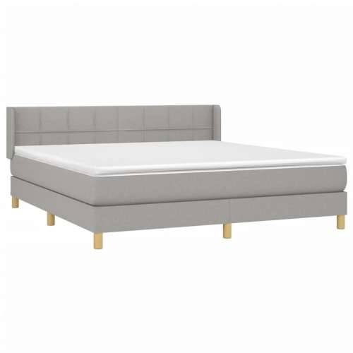Krevet s oprugama i madracem svjetlosivi 180x200 cm od tkanine - Svjetlosiva 180 x 200 cm Blok s kvadratima Cijena