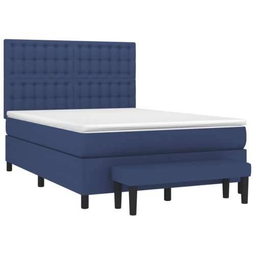 Krevet s oprugama i madracem plavi 140 x 190 cm od tkanine - Plava 140 x 190 cm gumbi Cijena