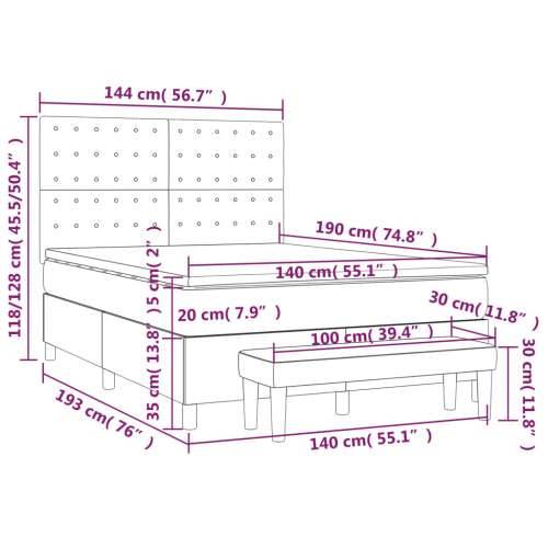 Krevet s oprugama i madracem plavi 140 x 190 cm od tkanine - Plava 140 x 190 cm gumbi Cijena