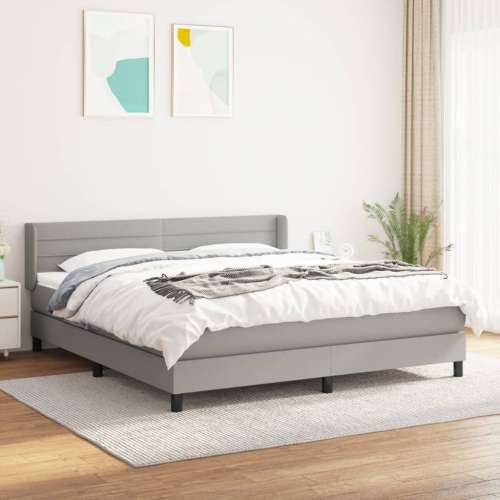 Krevet box spring s madracem svjetlosiva 160x200 cm tkanina - Svjetlosiva 160 x 200 cm vodoravne pruge Cijena