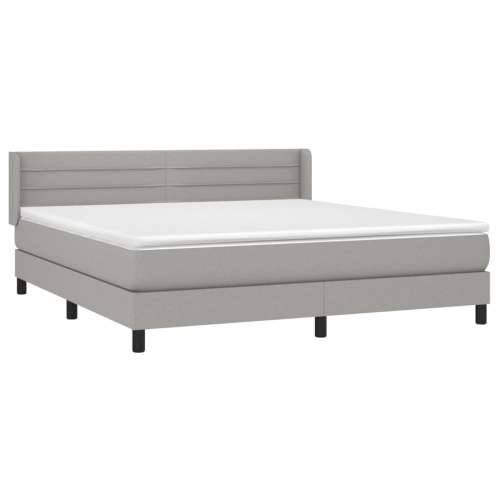 Krevet box spring s madracem svjetlosiva 160x200 cm tkanina - Svjetlosiva 160 x 200 cm vodoravne pruge Cijena