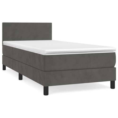 Box spring krevet s madracem tamnosivi 90x200 cm baršunasti - Tamno siva 90 x 200 cm Gladak dizajn Cijena