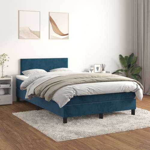 Box spring krevet s madracem tamnoplavi 120 x 200 cm baršunasti - Tamno plava 120 x 200 cm Gladak dizajn Cijena