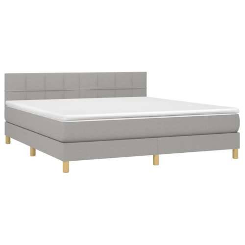 Krevet s oprugama i madracem svjetlosivi 180x200 cm od tkanine - Svjetlosiva 180 x 200 cm Blok s kvadratima Cijena