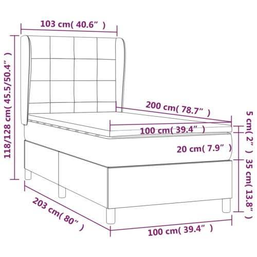 Krevet s oprugama i madracem krem 100 x 200 cm od tkanine - Krema 100 x 200 cm Blok s kvadratima Cijena