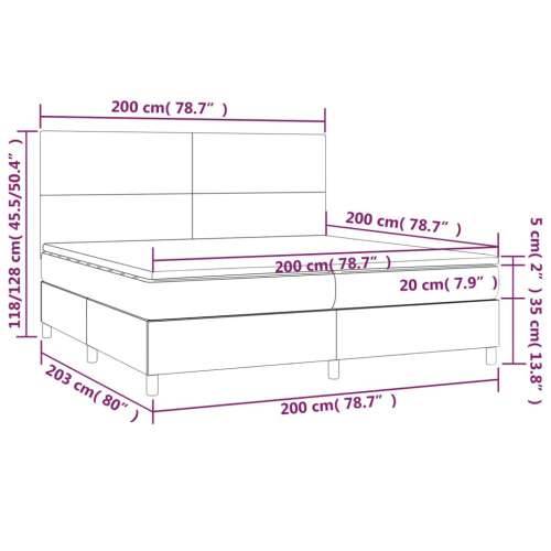 Krevet s oprugama i madracem tamnosivi 200 x 200 cm od tkanine - Tamno siva 200 x 200 cm Gladak dizajn Cijena