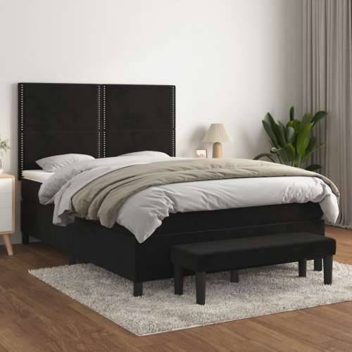 Krevet s oprugama i madracem crni 140 x 190 cm baršunasti - Crna 140 x 190 cm Obično s čavlima Cijena