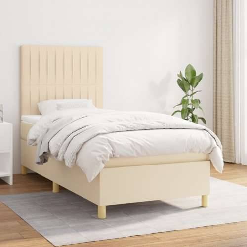 Krevet s oprugama i madracem krem 100 x 200 cm od tkanine - Krema 100 x 200 cm Okomite pruge Cijena