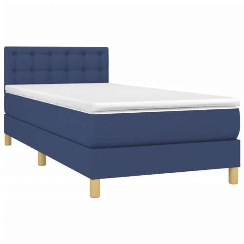 Krevet s oprugama i madracem plavi 100 x 200 cm od tkanine - Plava 100 x 200 cm gumbi Cijena