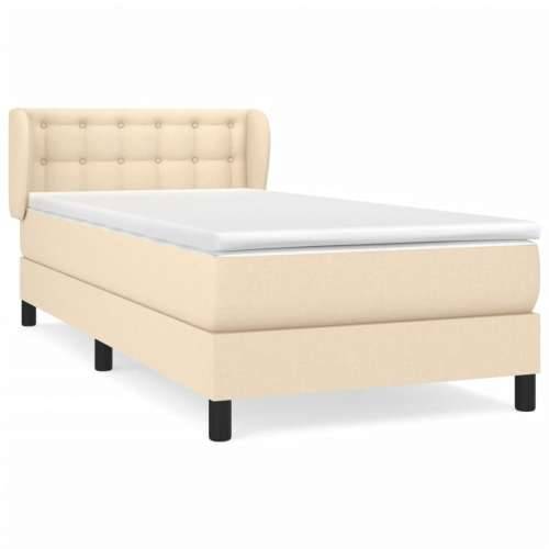Krevet s oprugama i madracem krem 100 x 200 cm od tkanine - Krema 100 x 200 cm gumbi Cijena