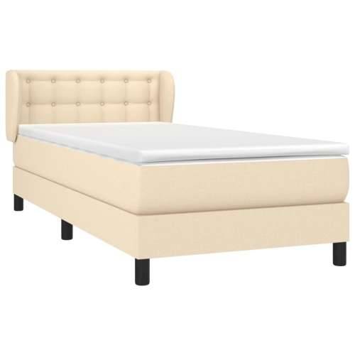 Krevet s oprugama i madracem krem 100 x 200 cm od tkanine - Krema 100 x 200 cm gumbi Cijena