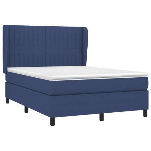 Krevet s oprugama i madracem plavi 140 x 190 cm od tkanine - Plava 140 x 190 cm Okomite pruge Cijena