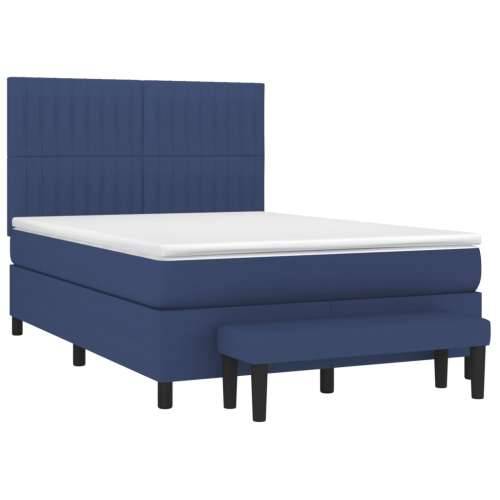 Krevet s oprugama i madracem plavi 140 x 190 cm od tkanine - Plava 140 x 190 cm Okomite pruge Cijena