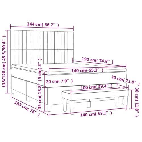 Krevet s oprugama i madracem plavi 140 x 190 cm od tkanine - Plava 140 x 190 cm Okomite pruge Cijena