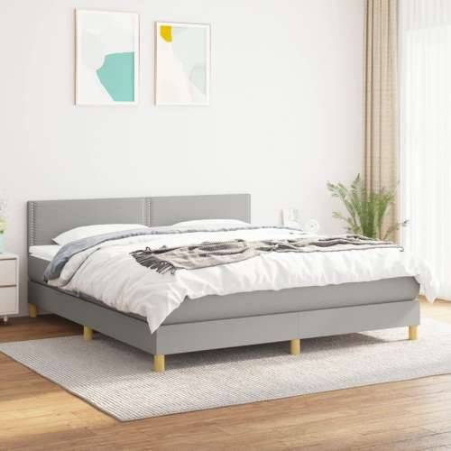 Krevet s oprugama i madracem svjetlosivi 180x200 cm od tkanine - Svjetlosiva 180 x 200 cm Obično s čavlima Cijena