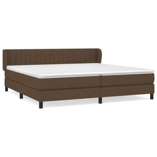 Krevet s oprugama i madracem tamnosmeđi 200x200 cm od tkanine - Tamno smeđa 200 x 200 cm Okomite pruge Cijena