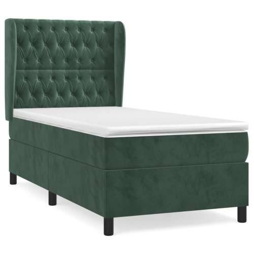 Box spring krevet s madracem tamnozeleni 80 x 200 cm baršunasti - Tamnozelena 80 x 200 cm Dizajn s gumbima Cijena