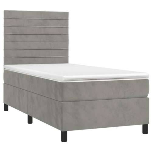 Box spring krevet s madracem svjetlosivi 80 x 200 cm baršunasti - Svjetlosiva 80 x 200 cm vodoravne pruge Cijena