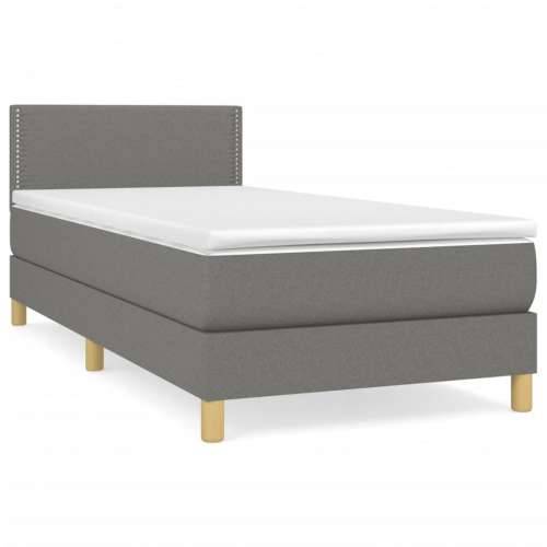 Krevet s oprugama i madracem tamnosivi 90x200 cm od tkanine - Tamno siva 90 x 200 cm Obično s čavlima Cijena