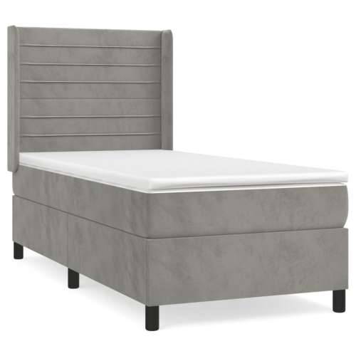 Box spring krevet s madracem svjetlosivi 80 x 200 cm baršunasti - Svjetlosiva 80 x 200 cm vodoravne pruge Cijena