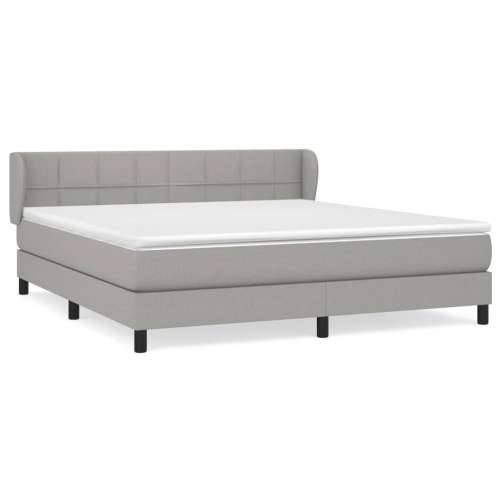 Krevet box spring s madracem svjetlosiva 160x200 cm tkanina - Svjetlosiva 160 x 200 cm Blok s kvadratima Cijena