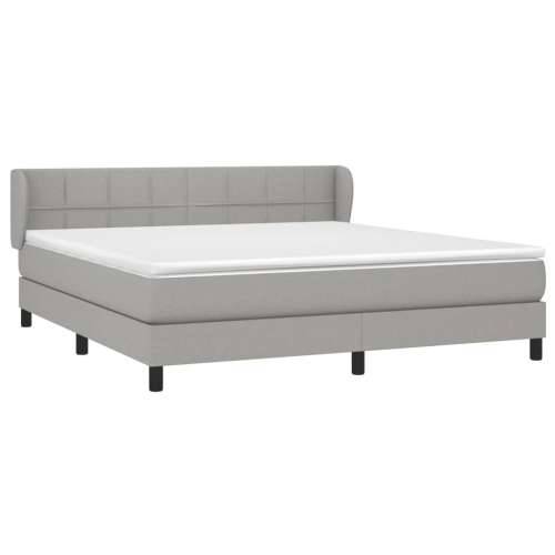 Krevet box spring s madracem svjetlosiva 160x200 cm tkanina - Svjetlosiva 160 x 200 cm Blok s kvadratima Cijena