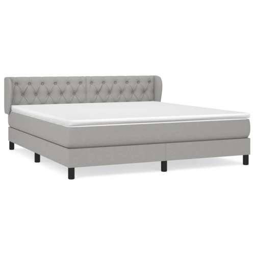 Krevet box spring s madracem svjetlosiva 160x200 cm tkanina - Svjetlosiva 160 x 200 cm Dizajn s gumbima Cijena