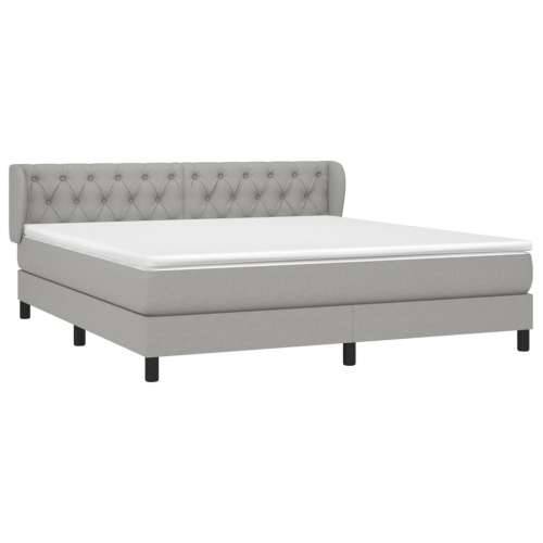Krevet box spring s madracem svjetlosiva 160x200 cm tkanina - Svjetlosiva 160 x 200 cm Dizajn s gumbima Cijena