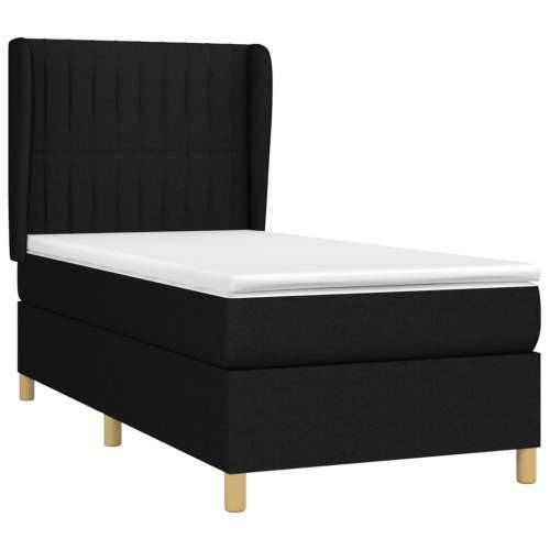 Krevet s oprugama i madracem crni 100 x 200 cm od tkanine - Crna 100 x 200 cm Okomite pruge Cijena