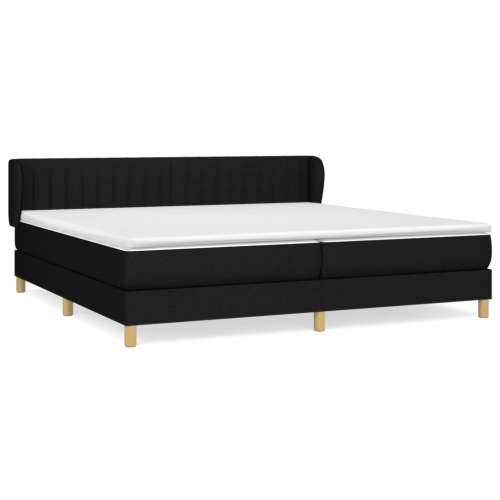Krevet s oprugama i madracem crni 200x200 cm od tkanine - Crna 200 x 200 cm Okomite pruge Cijena