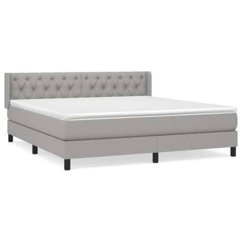Krevet box spring s madracem svjetlosiva 160x200 cm tkanina - Svjetlosiva 160 x 200 cm Dizajn s gumbima Cijena